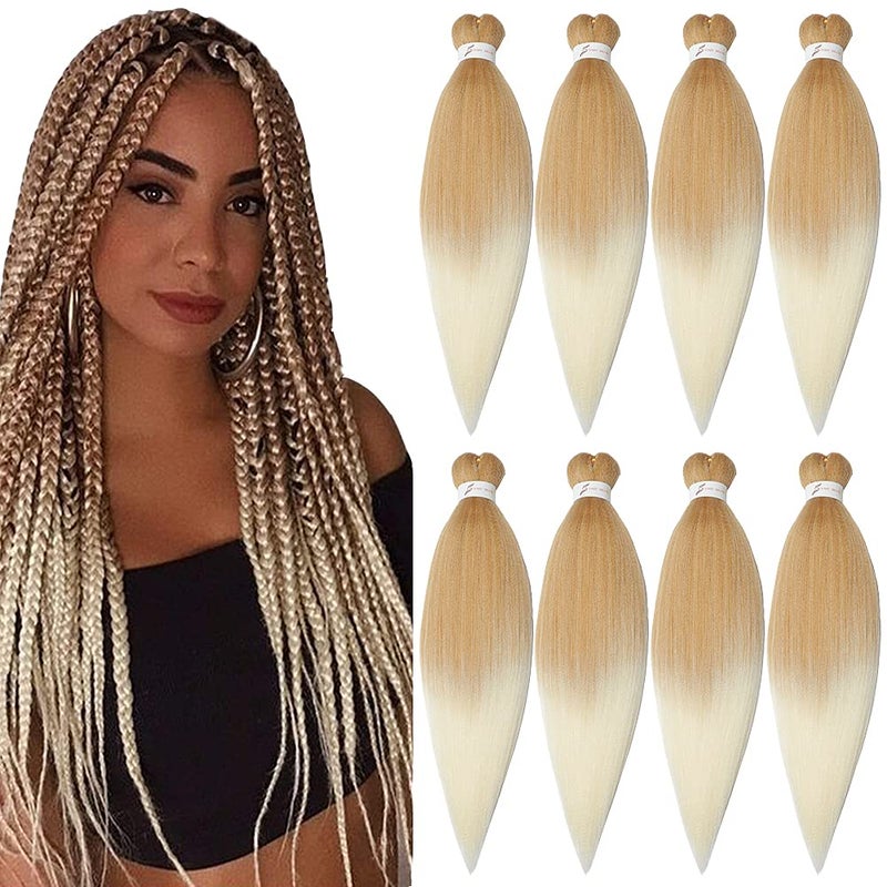 ShowCoco 8 Packs Pre-stretched Braiding Hair 26" Ombre Braiding Hair Hot Water Setting Synthetic Fiber Crochet Braiding Hair Ombre (26Inch,#27/613) - Image 1